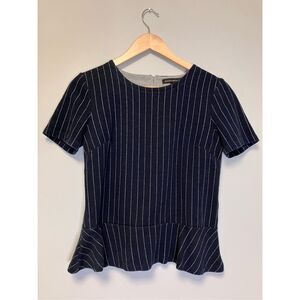 BANANA REPUBLIC Navy and White Stripes Peplum Top Size XS
